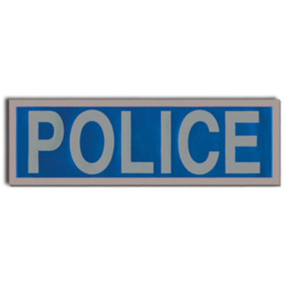 Large Reflective Badge Police White on Blue