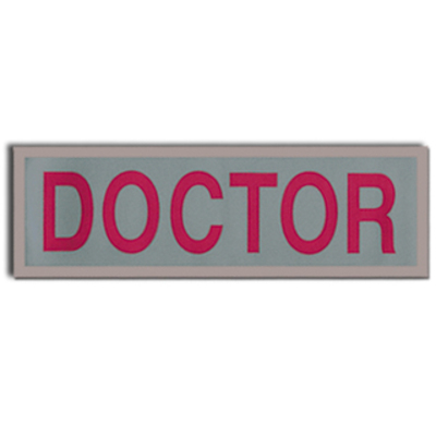 Small Reflective Badge Doctor in Red Letters